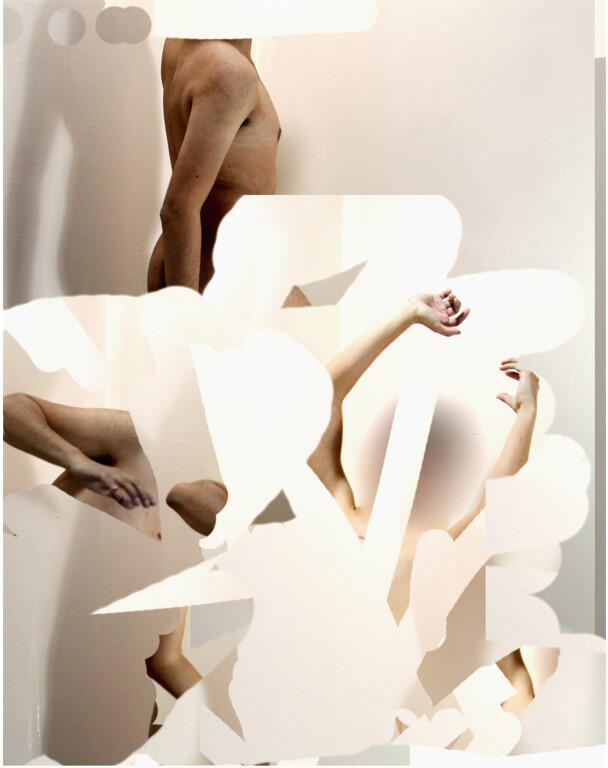 "White Out," self portrait digital collage, 2014. Featured in the two-person exhibition “Profiling Made Visible,” curated by David S. Rubin at the Bihl Haus Arts, photo credit Luis M. Garza, 2016